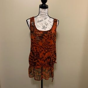 Apt 9 Orange & Brown Sleeveless Tunic Top Size Medium
